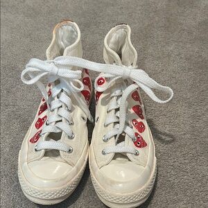 Comme des Garcons PLAY White and Red Converse High Tops
